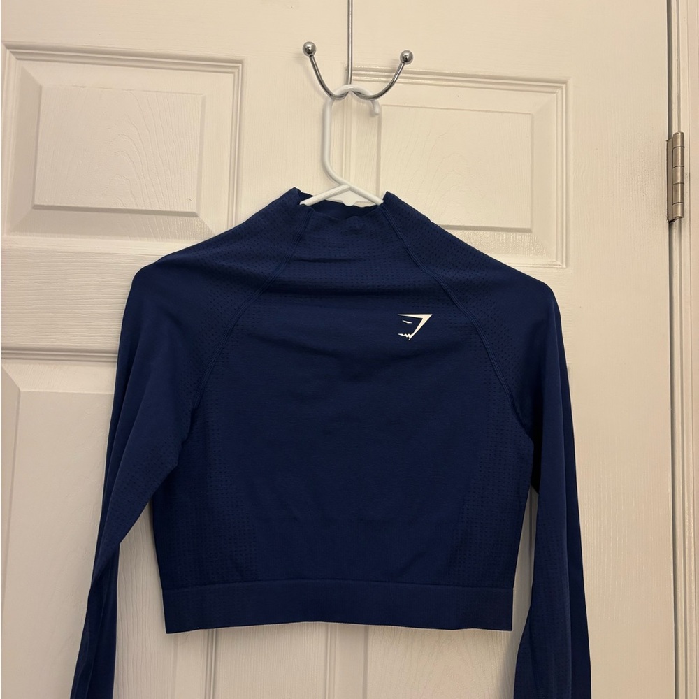 Gymshark Blue Textured Long Sleeve Top